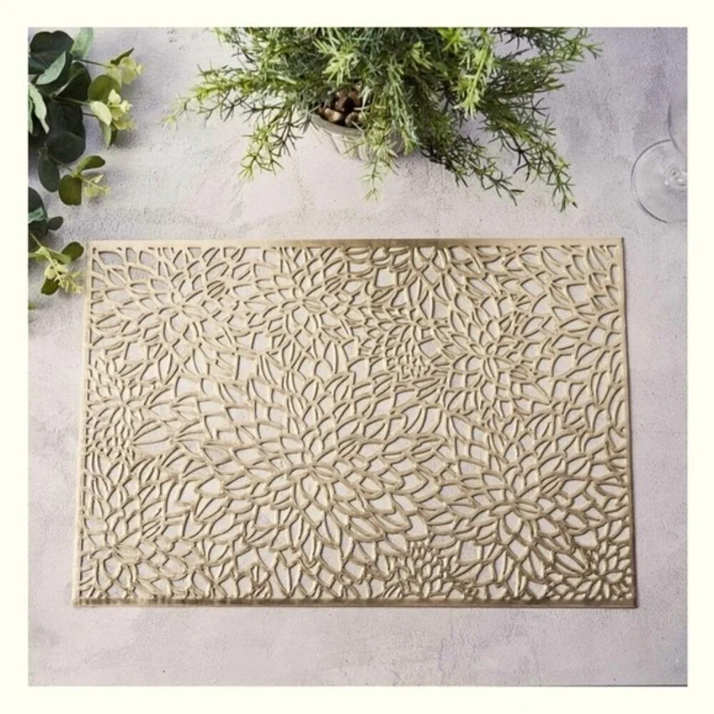 Gold Placemats Laser Cut Elegant Everyday Special Occasion Holiday Elegant 4 PC
